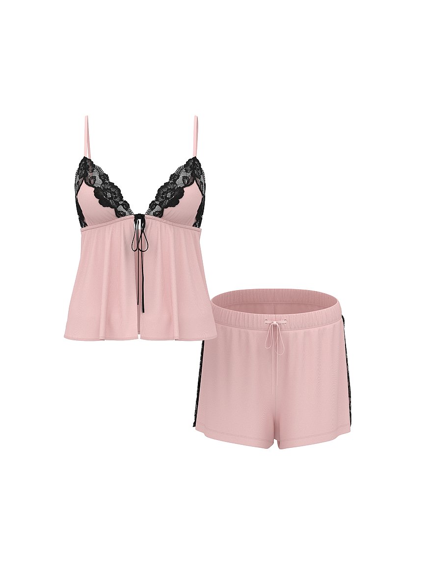 sosoft™ modal lace trim flyaway cami set sosoft™ modal lace trim flyaway cami set