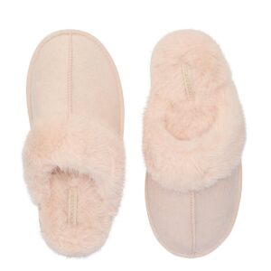 faux suede & fur closed toe slippers