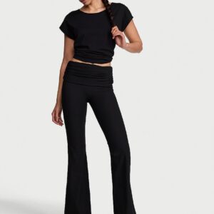 vsx elevate™ rib ruched foldover flare legging