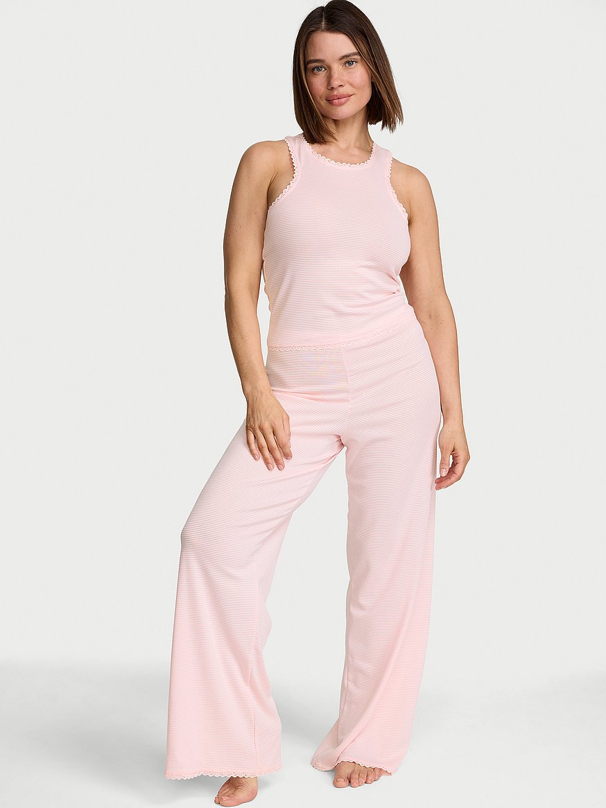 cotton shadow stripe tank & pants set cotton shadow stripe tank & pants set