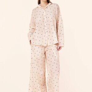 hearts full length cotton pj set