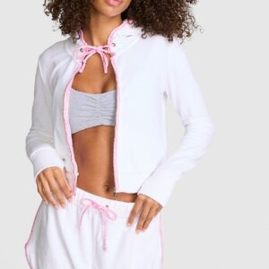 terry full zip cover up hoodie