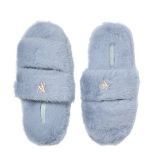 luxe plush double strap slippers