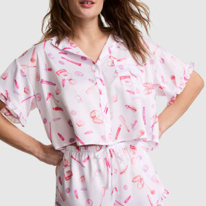 grwpink™ satin short sleeve and shorts pajama set