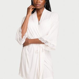 sosoft™ modal lace trim bridal short robe