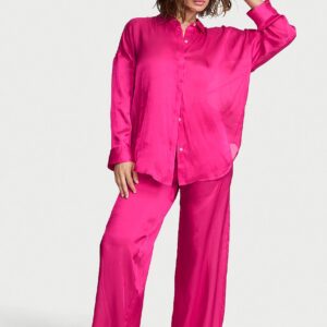 luxe sheer satin wide leg pant