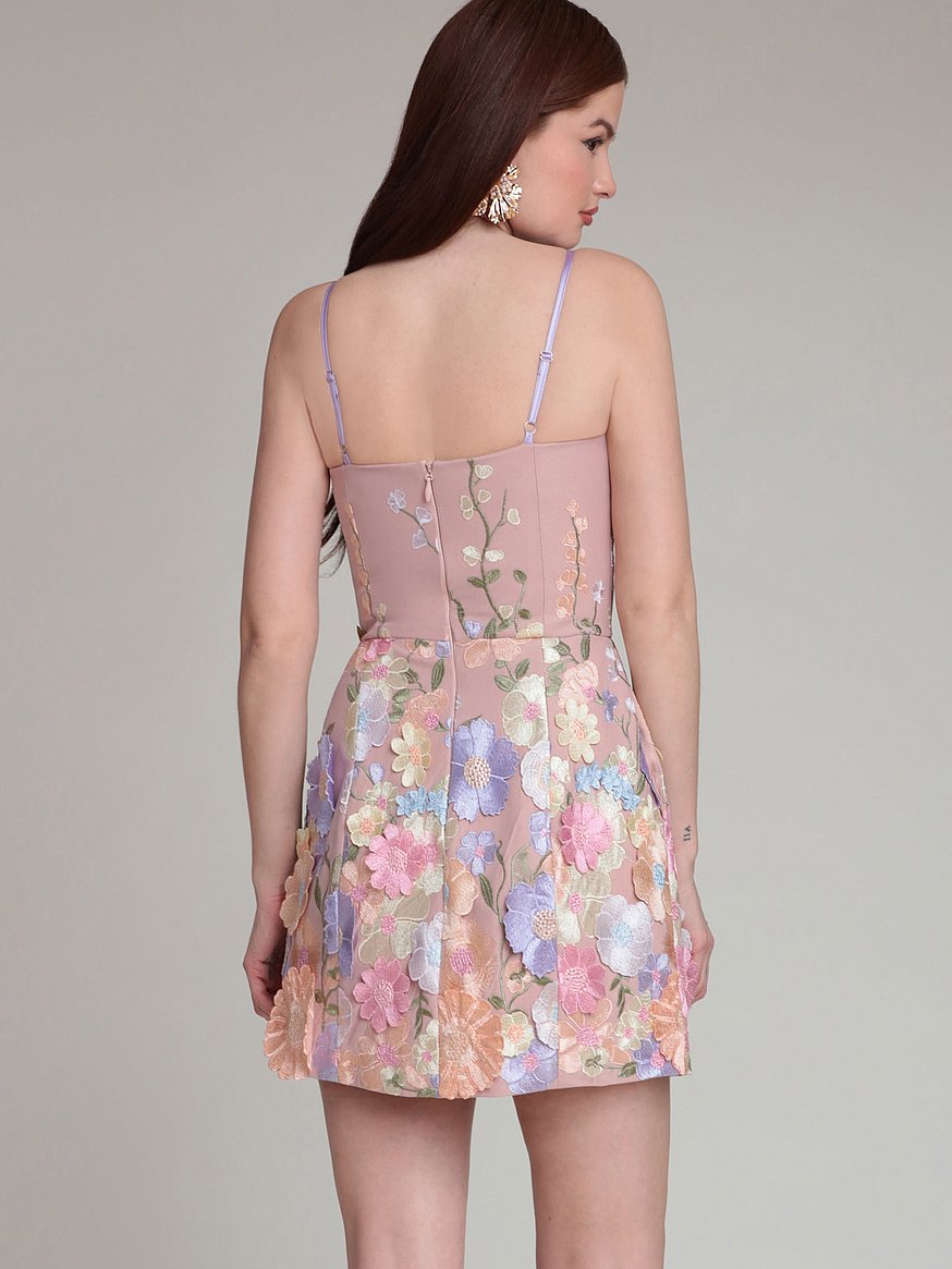 floral appliqué embroidered mini dress floral appliqué embroidered mini dress