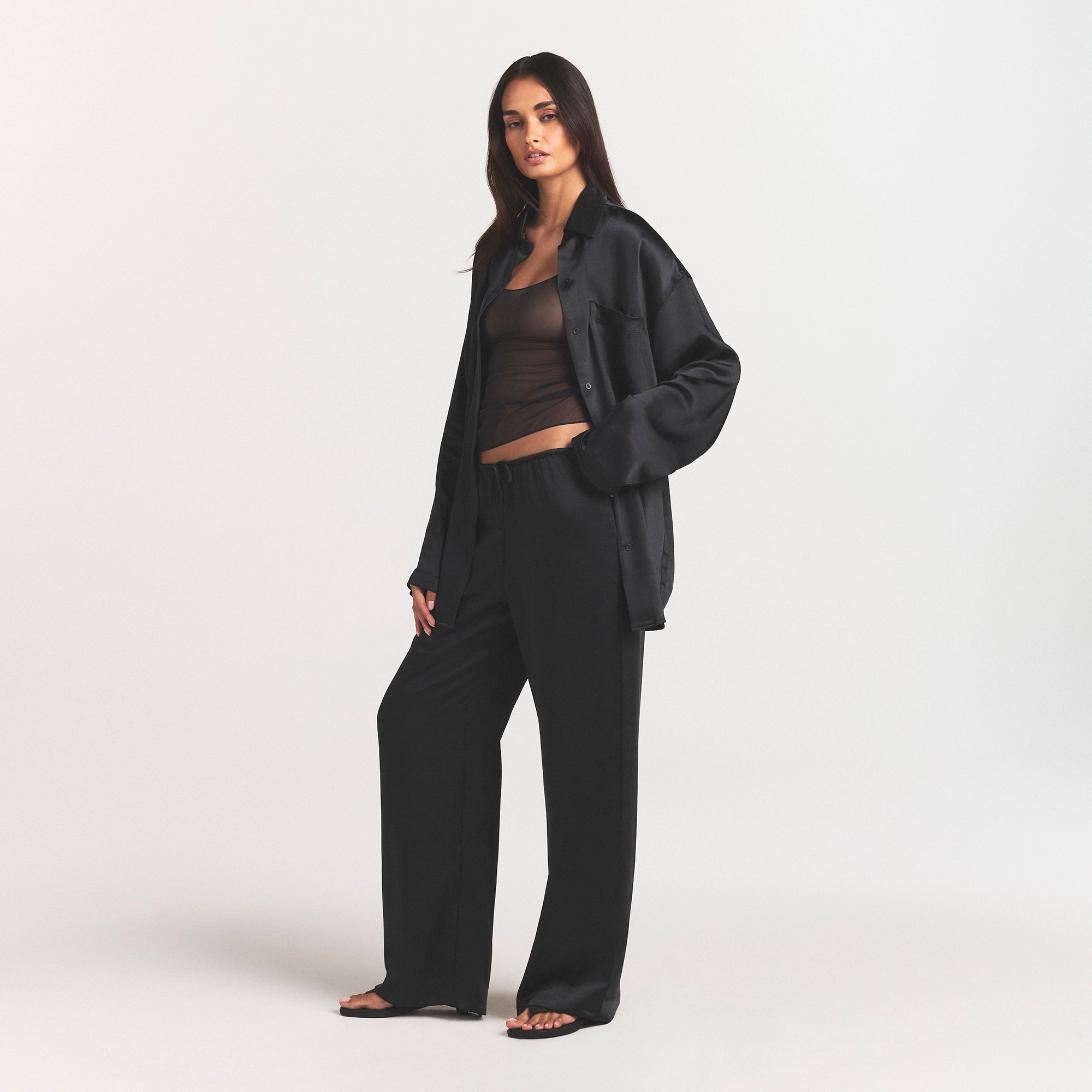 lightweight satin straight leg pant lightweight satin straight leg pant