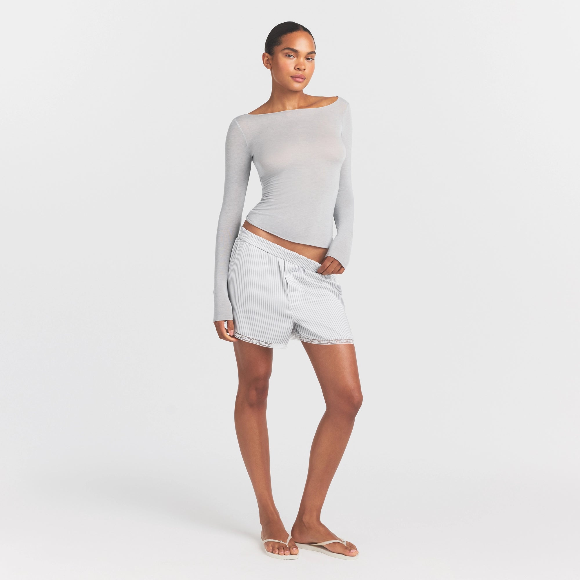 sheer modal long sleeve boatneck top sheer modal long sleeve boatneck top