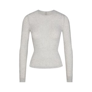 sheer rib long sleeve top