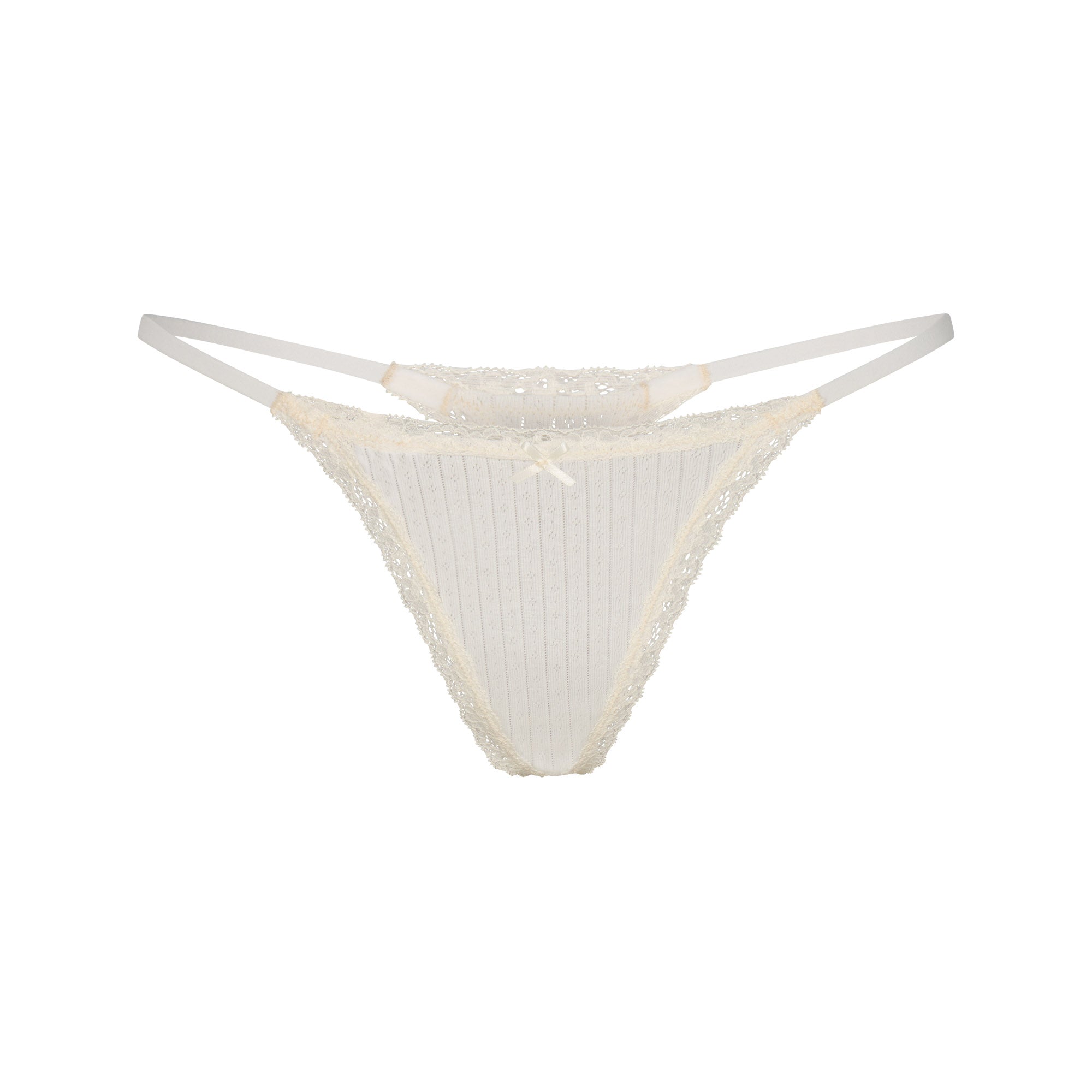 lightweight cotton pointelle lace string thong lightweight cotton pointelle lace string thong