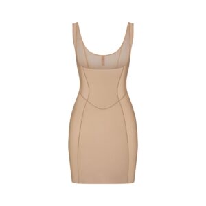 power mesh shapewear open bust slip dress
