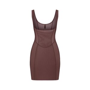 power mesh shapewear open bust slip dress