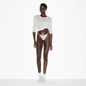lightweight cotton pointelle lace string thong