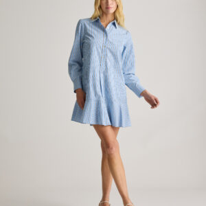 Платье рубашка из поплина с заниженной талией из 100% органического хлопка