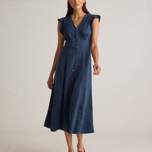 Платье миди с пуговицами спереди из тенселя vintage wash