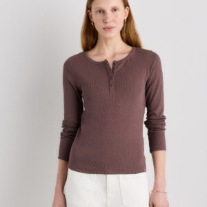 Футболка henley с длинными рукавами из органического хлопка в рубчик