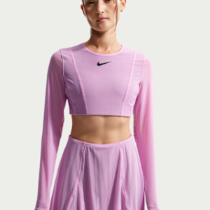 nikecourt slam Женская укороченная теннисная футболка с длинными рукавами