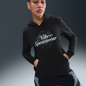 nike sportswear club fleece Женский пуловер с капюшоном и рисунком