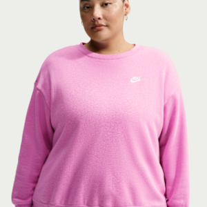 nike sportswear club fleece Женский свободный свитшот с круглым вырезом (большие размеры)