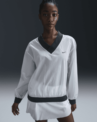 nike sportswear essential Женский свободный тканый топ с длинными рукавами и v образным вырезом, УФ излучением nike sportswear essential Женский свободный тканый топ с длинными рукавами и v образным вырезом, УФ излучением