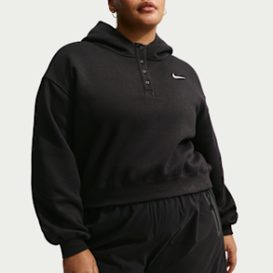 nike sportswear phoenix fleece Женская укороченная толстовка на пуговицах большого размера (большие размеры)