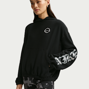 nike sportswear Женский свободный пуловер с капюшоном из френч терри и графическим рисунком
