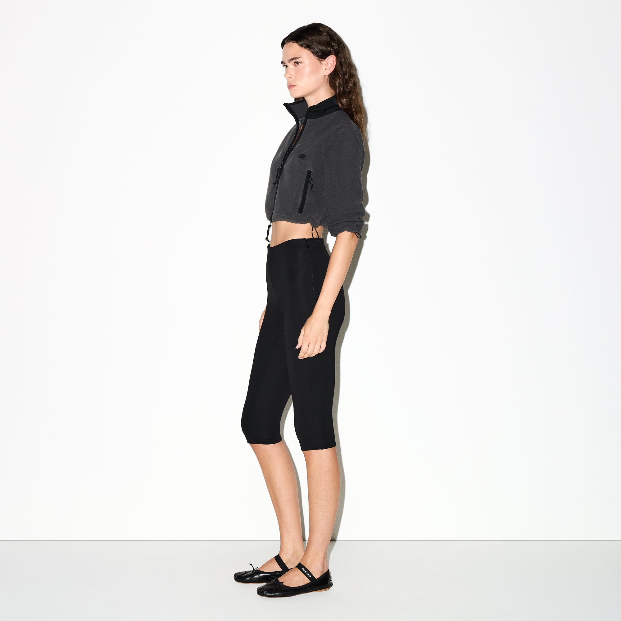 outdoor fleece cropped 3/4 sleeve jacket outdoor fleece cropped 3/4 sleeve jacket