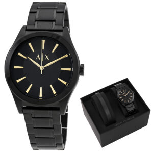 armani exchange active black dial men's gift set ax7102