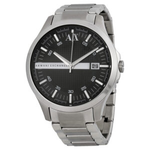 armani exchange black dial stainless steel men's watch ax2103