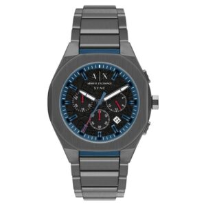 armani exchange sync chronograph quartz black dial men's watch ax4295