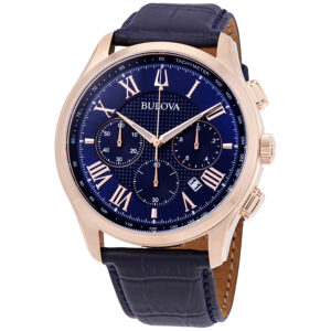 bulova classic chronograph blue dial men's watch 97b170