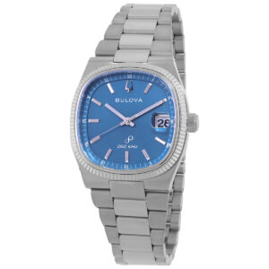 bulova super seville quartz blue dial men's watch 96b440