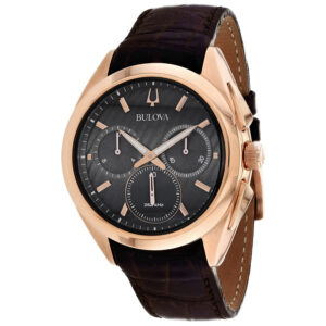 bulova curv chronograph quartz black dial men's watch 97a124