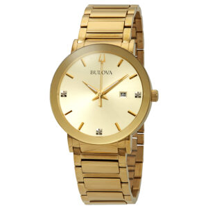 bulova diamond gold dial men's watch 97d115