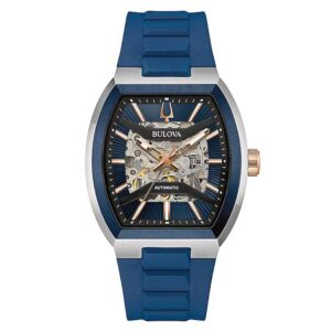 bulova maquina automatic blue dial men's watch 98a318