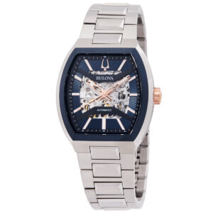 bulova maquina automatic blue dial men's watch 98a319