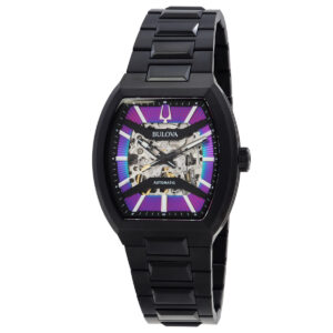 bulova maquina automatic rainbow semi skeleton dial men's watch 98a320