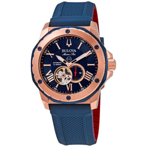 bulova marine star automatic blue dial men's watch 98a227