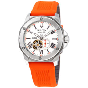 bulova marine star automatic silver dial men's watch 98a226