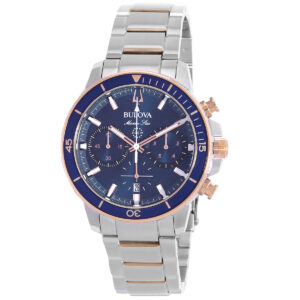 bulova marine star chronograph blue dial men's watch 98b301