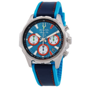 bulova marine star e1 team miami chronograph quartz blue dial men's watch 96b460