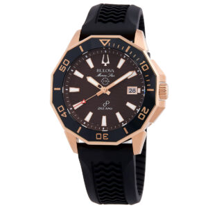 bulova marine star hpq precisionist quartz brown dial men's watch 98b421