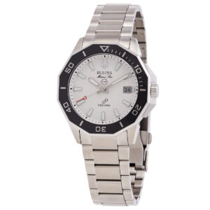 bulova marine star hpq precisionist quartz white dial men's watch 96b426