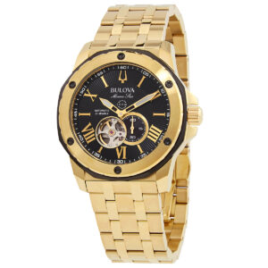 bulova marine star automatic black dial men's watch 98a273