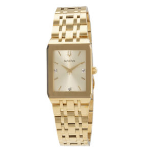 bulova quadra quartz diamond champagne dial men's watch 97d120