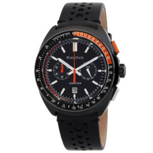 bulova racer chronograph quartz black dial men's watch 98b428