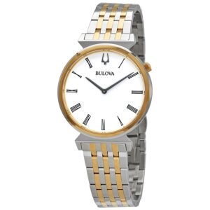 bulova regatta quartz white dial two tone men's watch 98a233