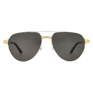 cartier santos de cartier polarized smoke pilot men's sunglasses ct0425s 001 59