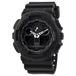 casio g shock perpetual alarm world time chronograph quartz analog digital black dial men's watch ga 100 1a1